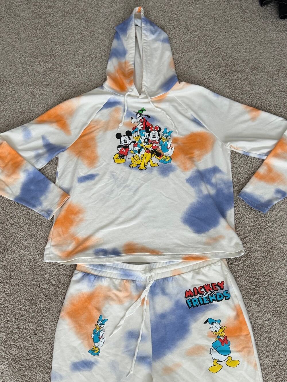 Disney Mickey & Friends Tie Dye Hoodie Jogger Set Women’s Large